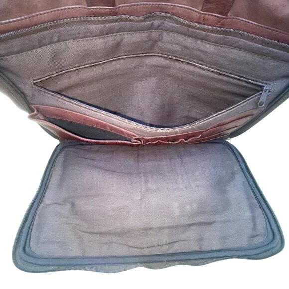 Heritage Men’s Brown Full Grain Leather With Strap & Handles Portfolio Bag - Picture 11 of 15